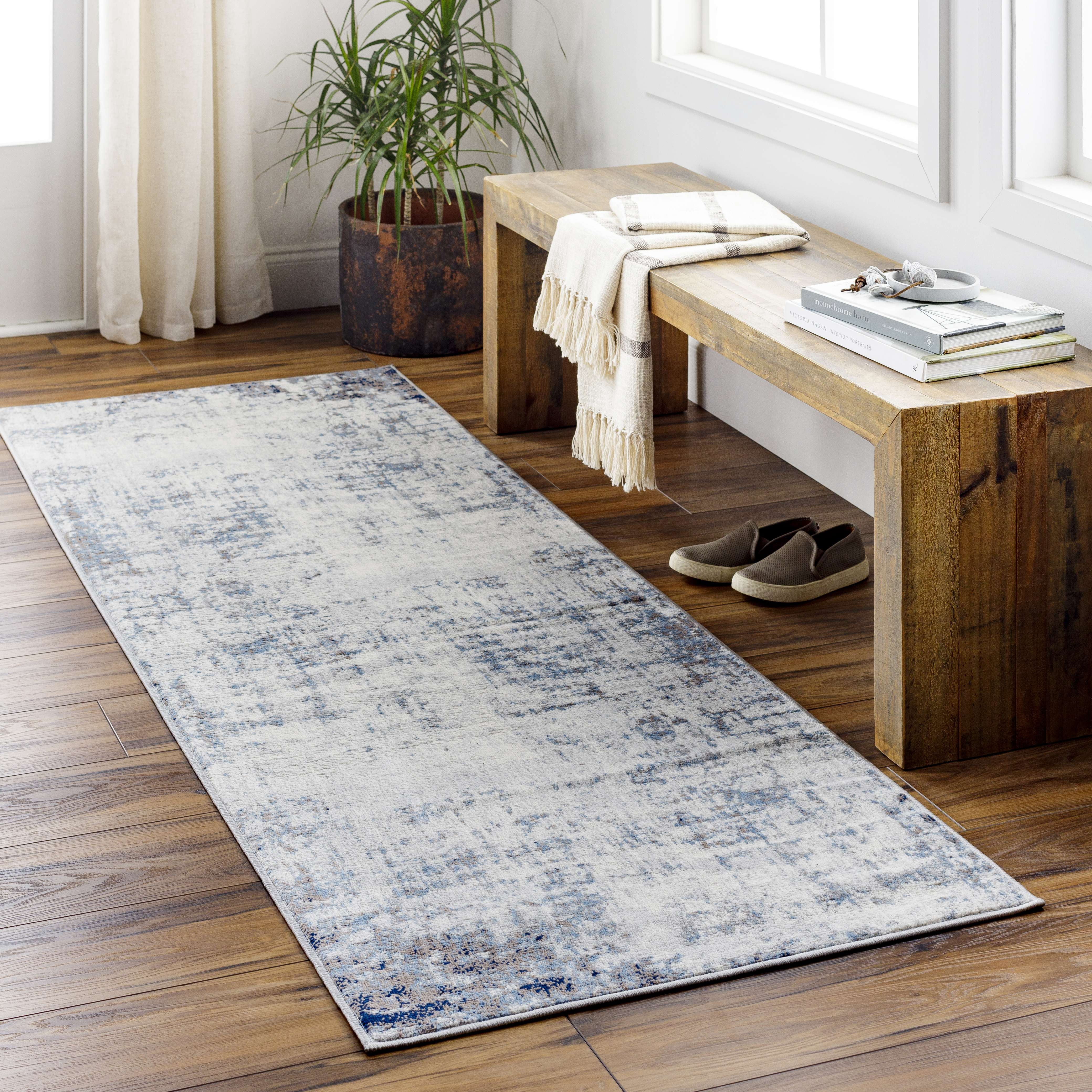 Mark&Day Area Rugs, 3x7 Sherborne Modern Dark Blue Runner Area Rug ...