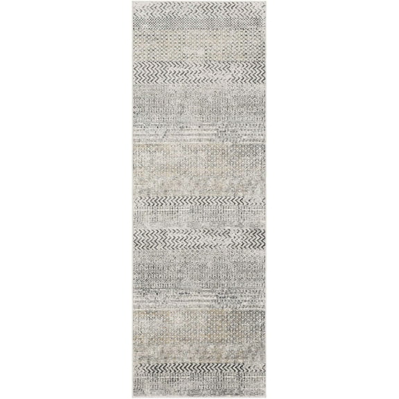 Mark&Day Area Rugs, 3x8 Wijtgaard Global Light Gray Runner Area Rug, Grey Beige White Carpet for Hallway, Kitchen, Bedroom or Living Room (2'7" x 7'7" Runner)