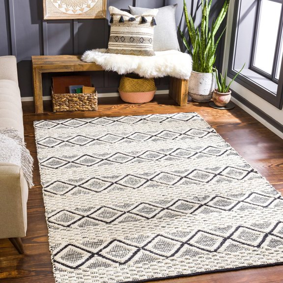 Mark&Day Area Rugs, 2x8 Lake Station Global Cream Runner Area Rug, Beige Black Carpet for Hallway, Kitchen, Bedroom or Living Room (2'6" x 8' Runner)