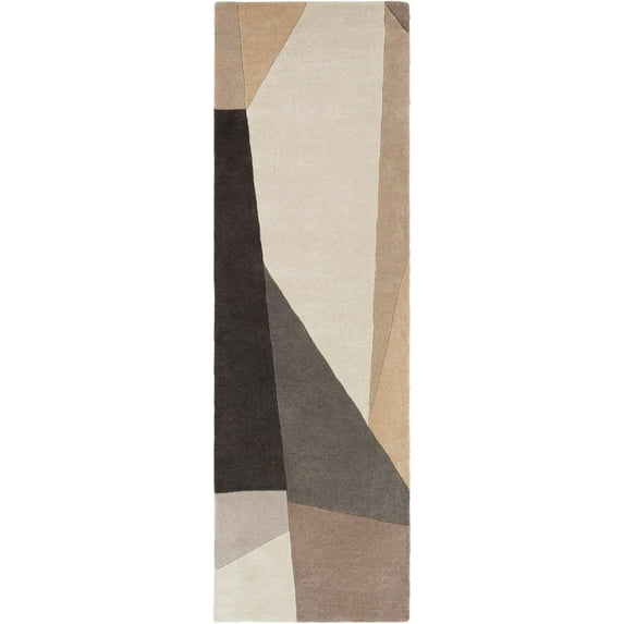 Mark&Day Wool Rugs, 2x8 Lollum Modern Charcoal Runner Area Rug, Brown Grey White Carpet for Hallway, Kitchen, Bedroom or Living Room (2'6" x 8' Runner)