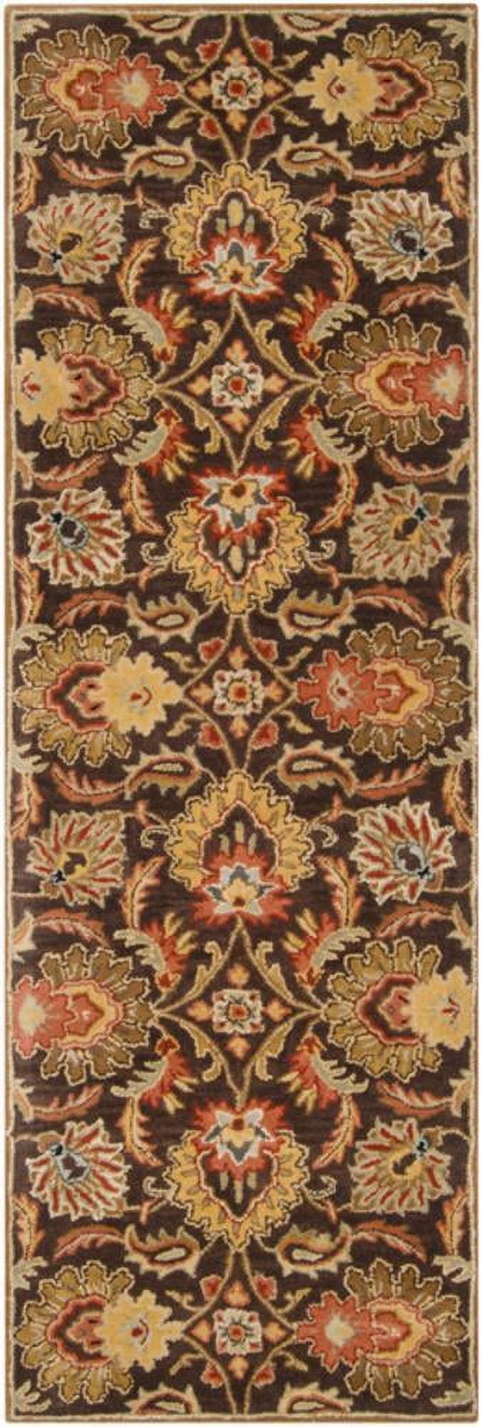 Lyon Traditional Dark Brown Wool Tufted Runner Rug 2'6" x 8'