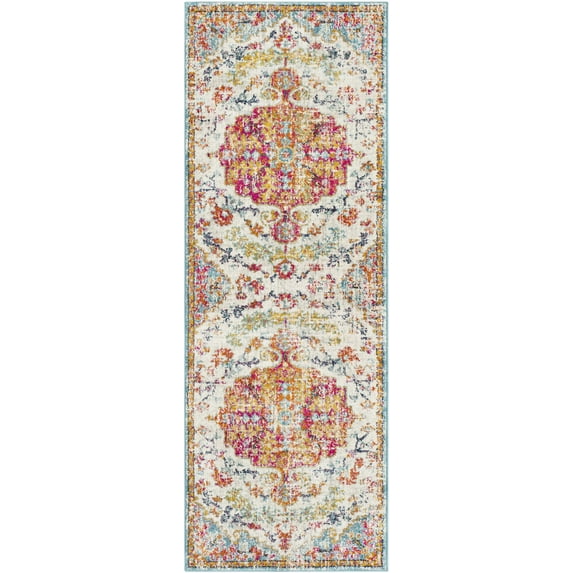 Mark&Day Area Rugs, 2x8 Olivia Traditional Saffron Teal Runner Area Rug (2'7" x 7'3")