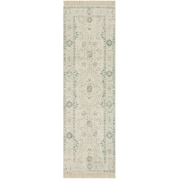 Mark&Day Area Rugs, 2x8 Sandhurst Traditional Sage Runner Area Rug, Yellow Grey Carpet for Hallway, Kitchen, Bedroom or Living Room (2'6" x 8' Runner)