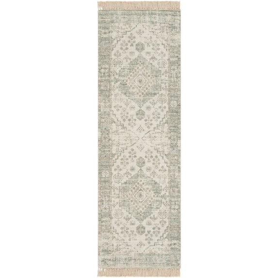 Mark&Day Area Rugs, 2x8 Sandiacre Traditional Dark Green Runner Area Rug, Green White Carpet for Hallway, Kitchen, Bedroom or Living Room (2'6" x 8' Runner)