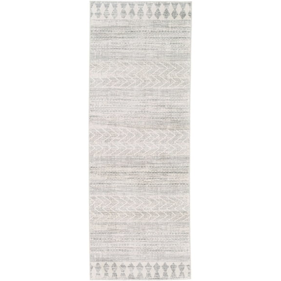 Mark&Day Area Rugs, 3x8 Shepshed Global Gray/Taupe Runner Area Rug, Grey Off-White Carpet for Hallway, Kitchen, Bedroom or Living Room (2'7" x 7'3" Runner)