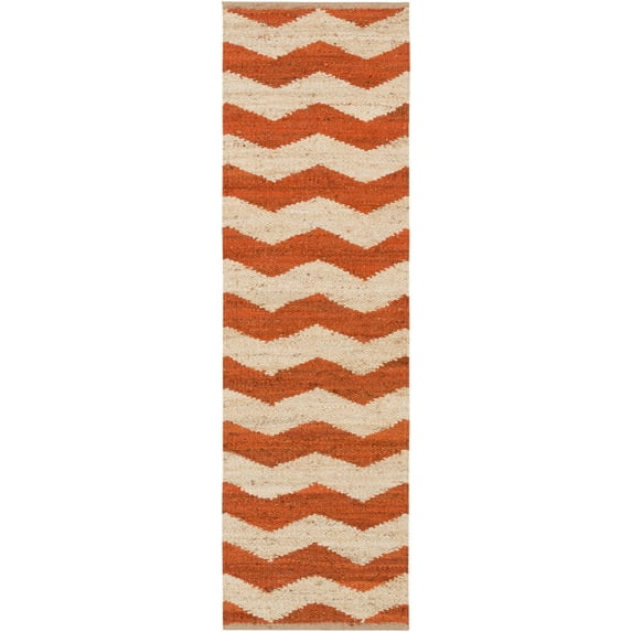 Mark&Day Jute Rugs, 2x8 Zwarteweg Global Burnt Orange Runner Area Rug, Yellow Orange Carpet for Hallway, Kitchen, Bedroom or Living Room (2'3" x 8' Runner)