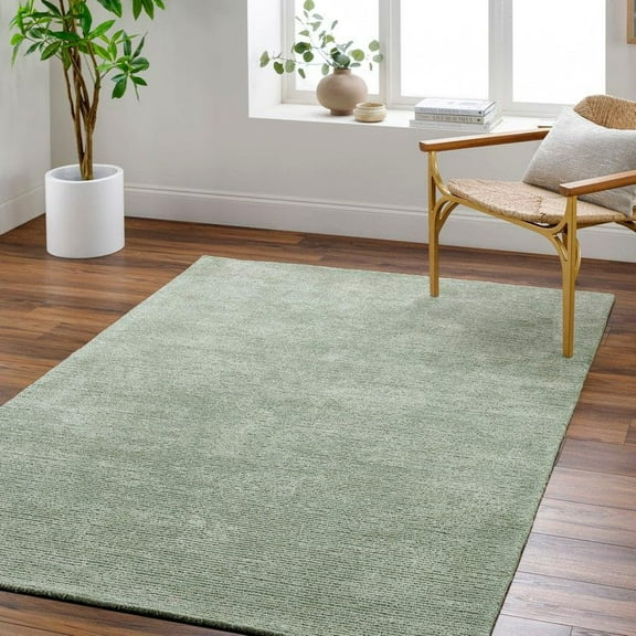 Mark&Day Area Rugs, 3x10 Jett Solid and Border Moss Runner Area Rug, Green Carpet for Hallway, Kitchen, Bedroom or Living Room (3' x 10' Runner)