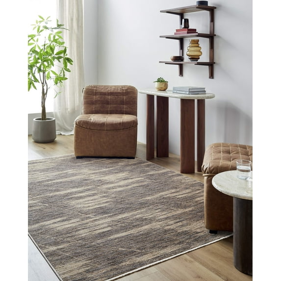 Mark&Day Area Rugs, 3x10 Peggie Modern Brown Runner Area Rug, Grey Blue White Carpet for Hallway, Kitchen, Bedroom or Living Room (3'2" x 10' Runner)