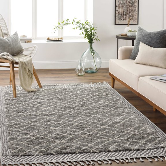 Mark&Day Area Rugs, 3x10 Wellsburg Global Charcoal Runner Area Rug, Grey Beige Carpet for Hallway, Kitchen, Bedroom or Living Room (2'10" x 10' Runner)