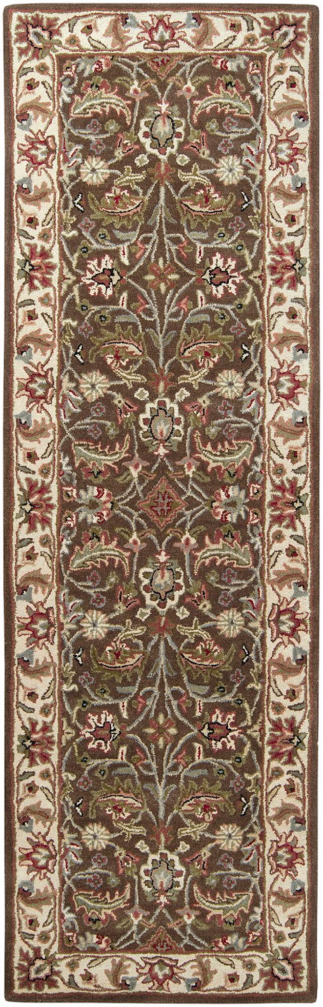 Handmade Dark Brown and Red Wool Tufted Runner Rug, 3' x 12'