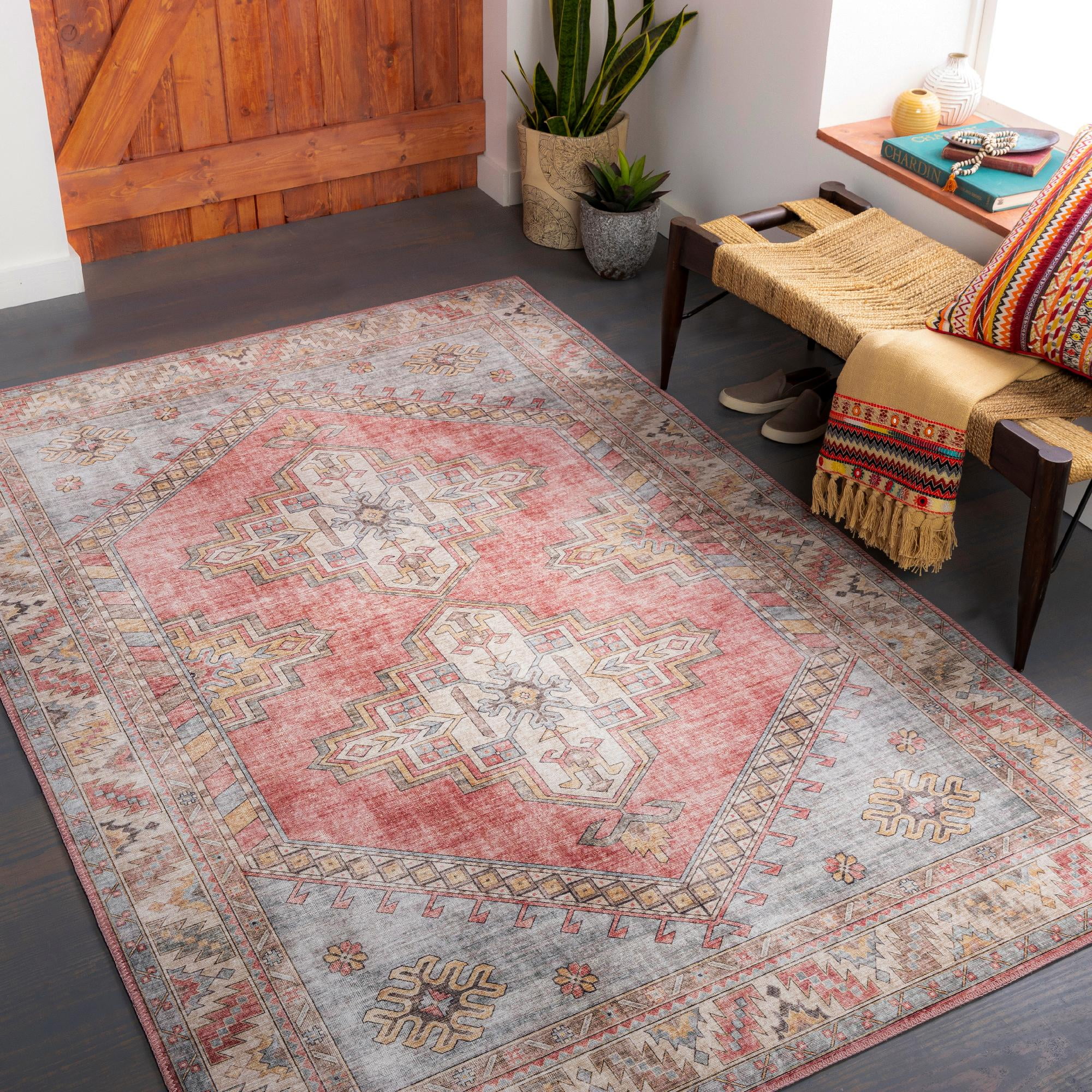 Meeuwen Pale Pink and Gray Hand-knotted Synthetic Fur Rug 3'6" x 5'6"