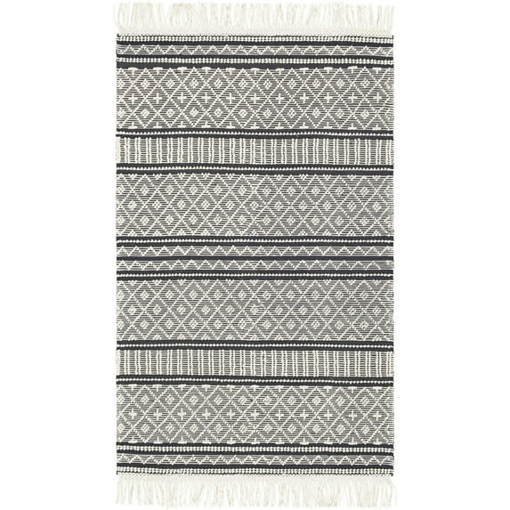 Mark&Day Area Rugs, 3x5 Tours Cottage Charcoal Area Rug, White Beige Black Carpet for Living Room, Bedroom or Kitchen (3' x 5')