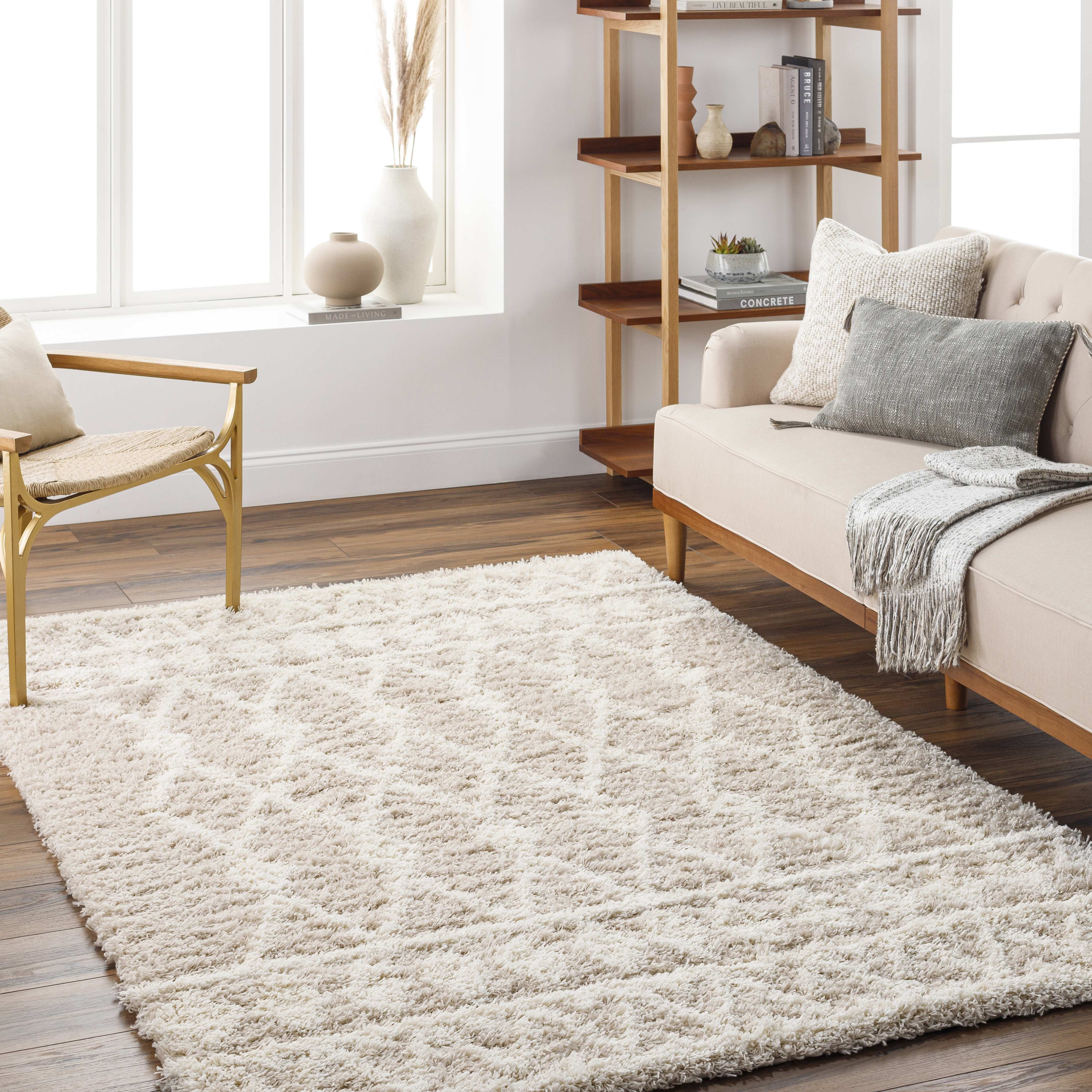 Mark&Day Area Rugs, 3x7 Booth Modern Shag Light Beige Runner Area Rug ...