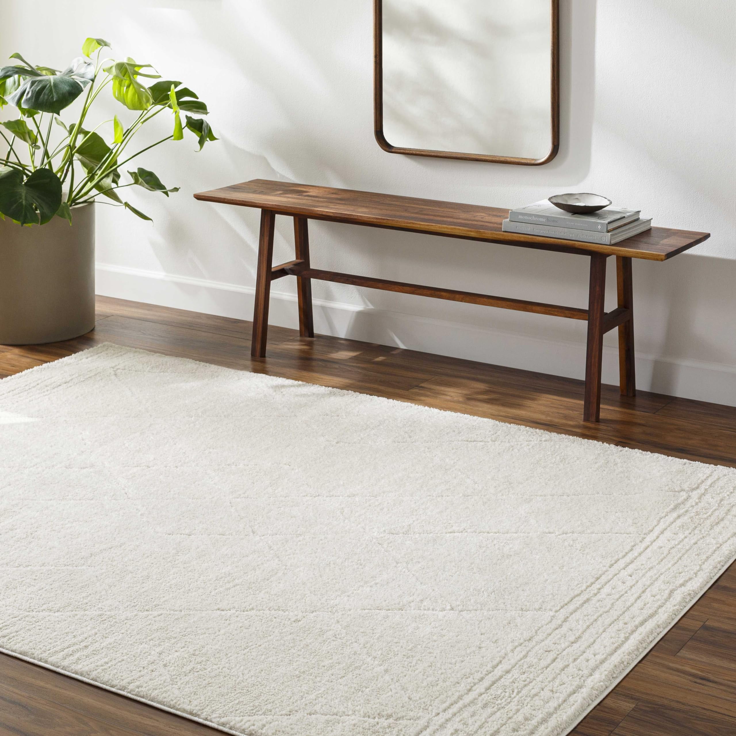 Mark&Day Area Rugs, 3x7 Josue Modern Ivory/Off-White Runner Area Rug ...