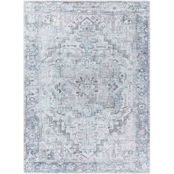 Mark&Day Area Rugs, 3x8 Tamea Traditional Metallic - Silver Runner Area Rug, Blue Grey Silver Carpet for Hallway, Kitchen, Bedroom or Living Room (2'8" x 7'10" Runner)