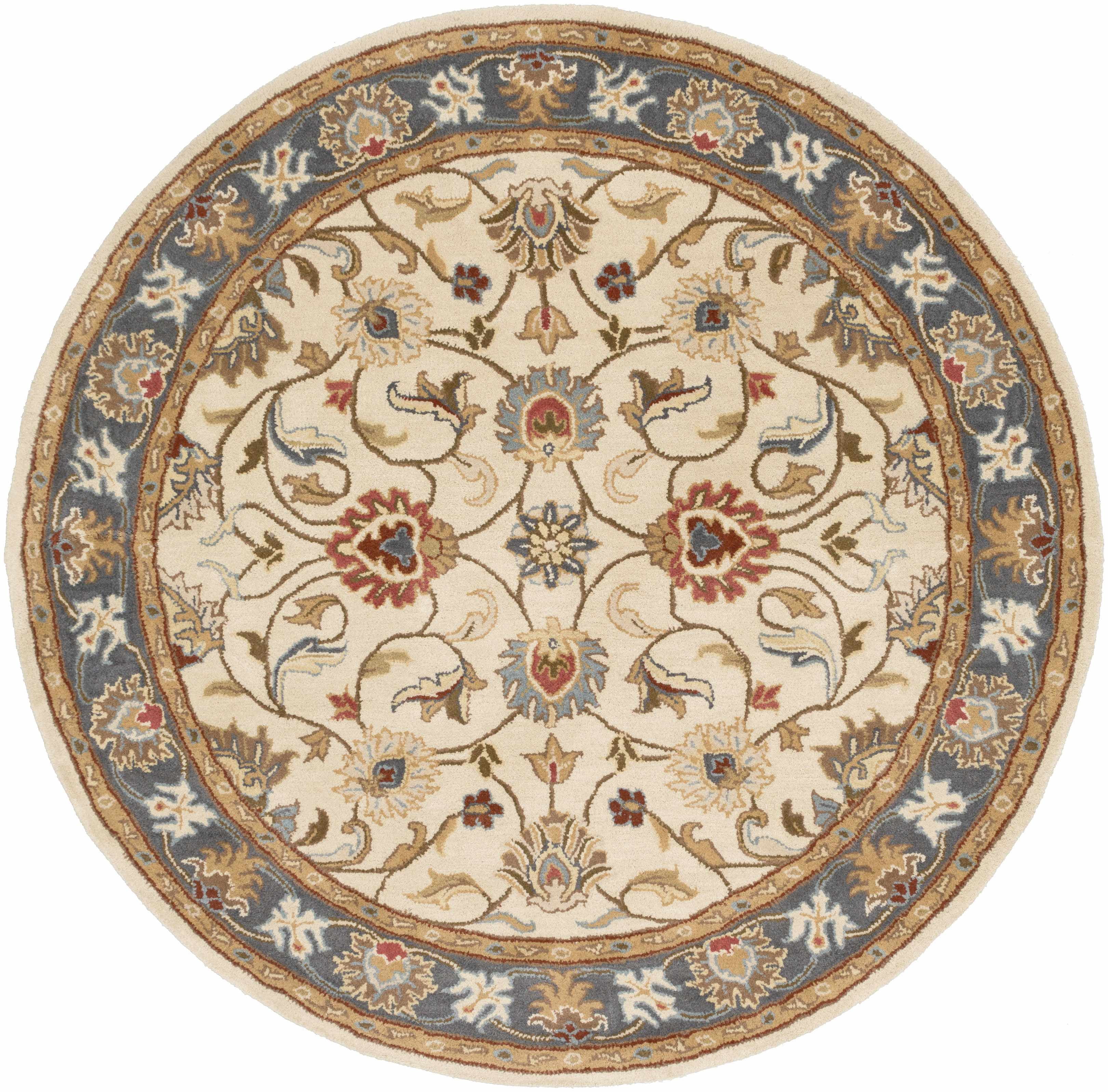 Mark&Day Wool Rugs, 4ft Round Paris Traditional Tan Area Rug, Brown Red ...