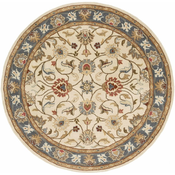 Mark&Day Wool Rugs, 4ft Round Paris Traditional Tan Area Rug, Brown Red Carpet for Living Room, Bedroom or Kitchen (4' Round)