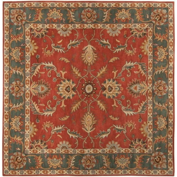 Mark&Day Wool Rugs, 4x4 Daysland Traditional Rust Square Area Rug, Red Blue Beige Carpet for Living Room, Bedroom or Kitchen (4' Square)