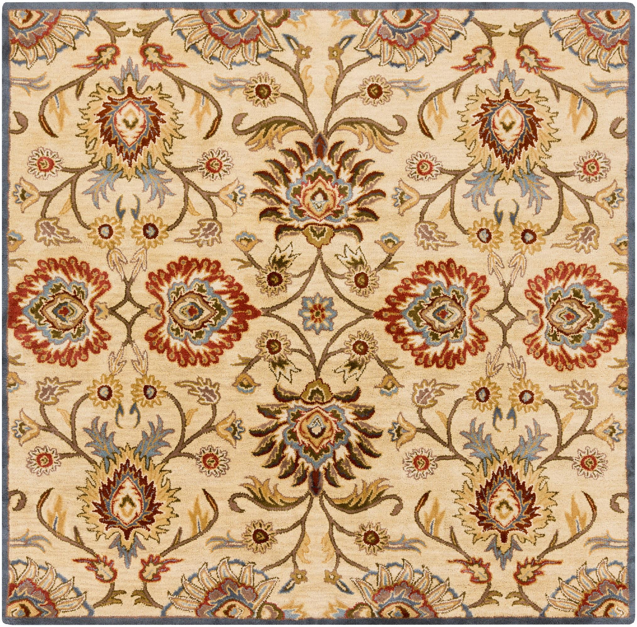 Mark&Day Wool Rugs, 4x4 Eckville Traditional Ivory Square Area Rug ...