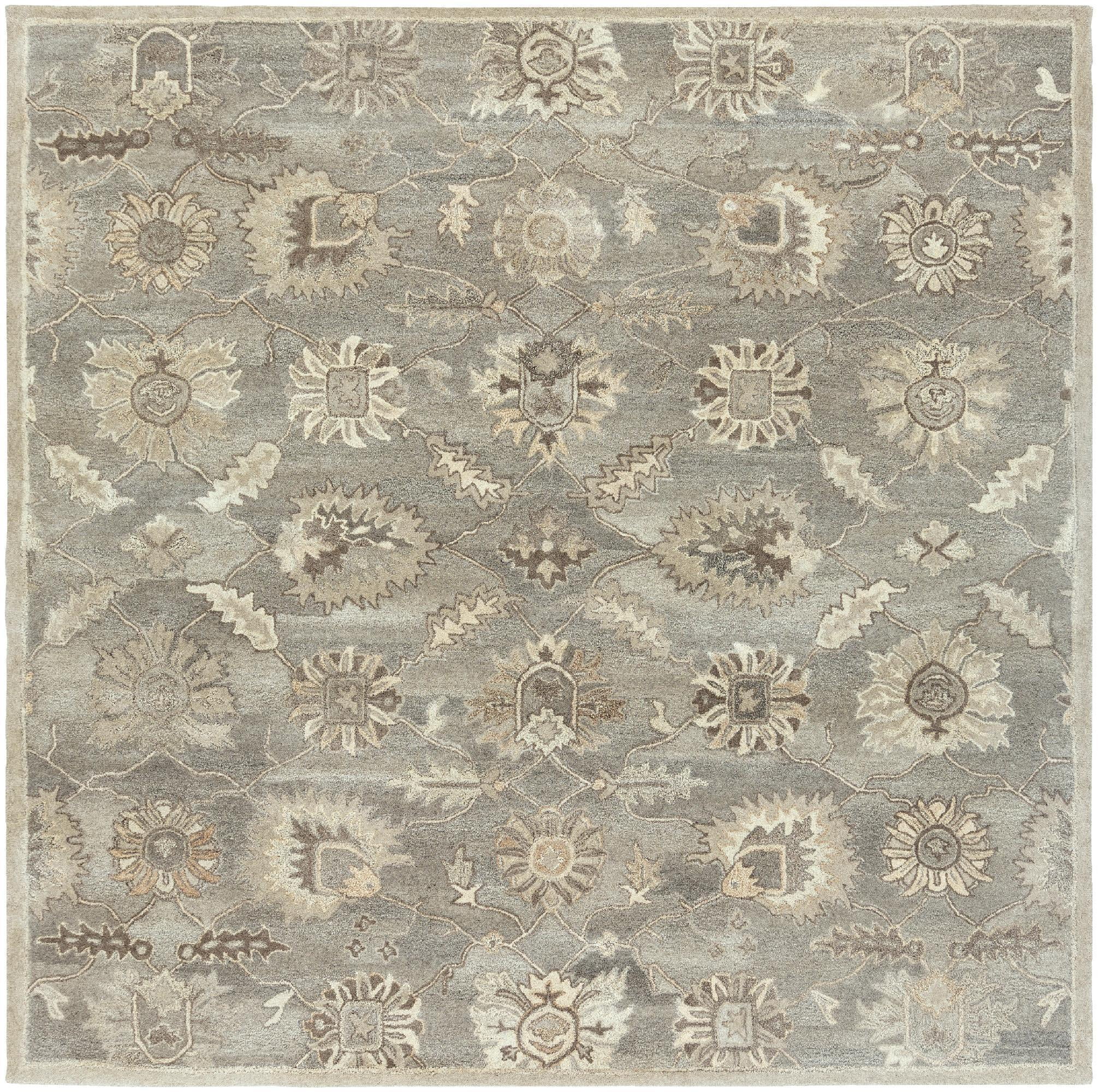 Mark&Day Wool Rugs, 4x4 Kinistino Traditional Charcoal Square Area Rug ...