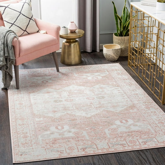 Mark&Day Area Rugs, 4x6 Biessum Traditional Light Brown Area Rug, Pink Beige Grey Carpet for Living Room, Bedroom or Kitchen (3'11" x 5'7")
