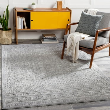 Mark&Day Area Rugs, 4x5 Ladoga Global Silver Gray Area Rug (3'11" x 5'7")