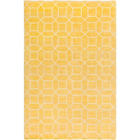 Mark&Day Wool Rugs, 4x6 Hadleigh Modern Yellow Area Rug, Yellow Ivory Carpet for Living Room, Bedroom or Kitchen (4' x 6')