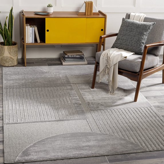 Mark&Day Area Rugs, 4x6 Kouts Modern Medium Gray Area Rug, Grey White Carpet for Living Room, Bedroom or Kitchen (3'11" x 5'7")