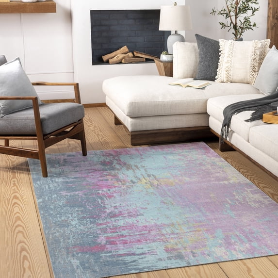 Mark&Day Area Rugs, 4x6 Madison Modern Blue/Purple Area Rug, Purple Blue Green Carpet for Living Room, Bedroom or Kitchen (4' x 6')
