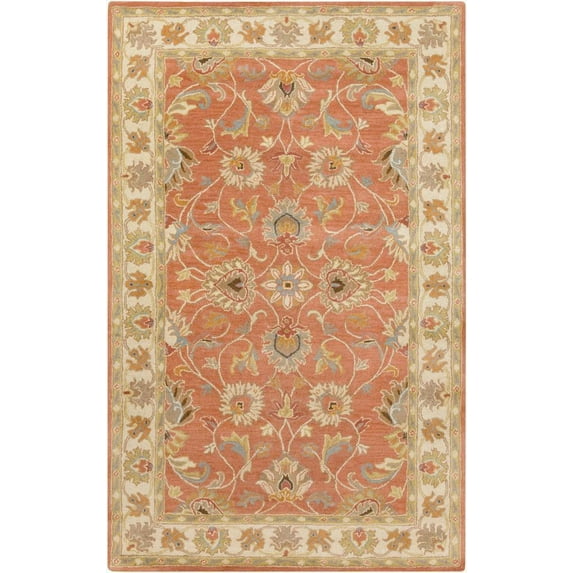 Mark&Day Wool Rugs, 4x6 Paris Traditional Burnt Orange Area Rug, Orange Beige Carpet for Living Room, Bedroom or Kitchen (4' x 6')