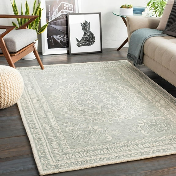 Mark&Day Wool Rugs, 4x6 Venekoten Traditional Sea Foam Area Rug, Cream Grey Carpet for Living Room, Bedroom or Kitchen (4' x 6')
