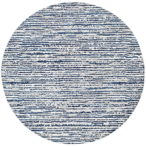 Mark&Day Area Rugs, 5ft Round Delisle Modern Navy Area Rug, Blue White Carpet for Living Room, Bedroom or Kitchen (5'3" Round)
