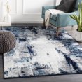 thumbnail image 1 of Mark&Day Area Rugs, 5ft Round Dole Modern Abstract Marble Aqua/Navy Round Area Rug, Blue Grey White Marble Swirl Carpet for Living Room, Bedroom or Kitchen (5'3" Round), 1 of 10