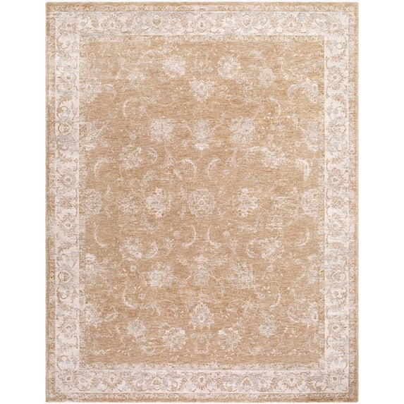 Mark&Day Area Rugs, 5ft Round Pennie Traditional Cream/Light Brown Area Rug, Cream Tan Light Olive Carpet for Living Room, Bedroom or Kitchen (5'3" Round)