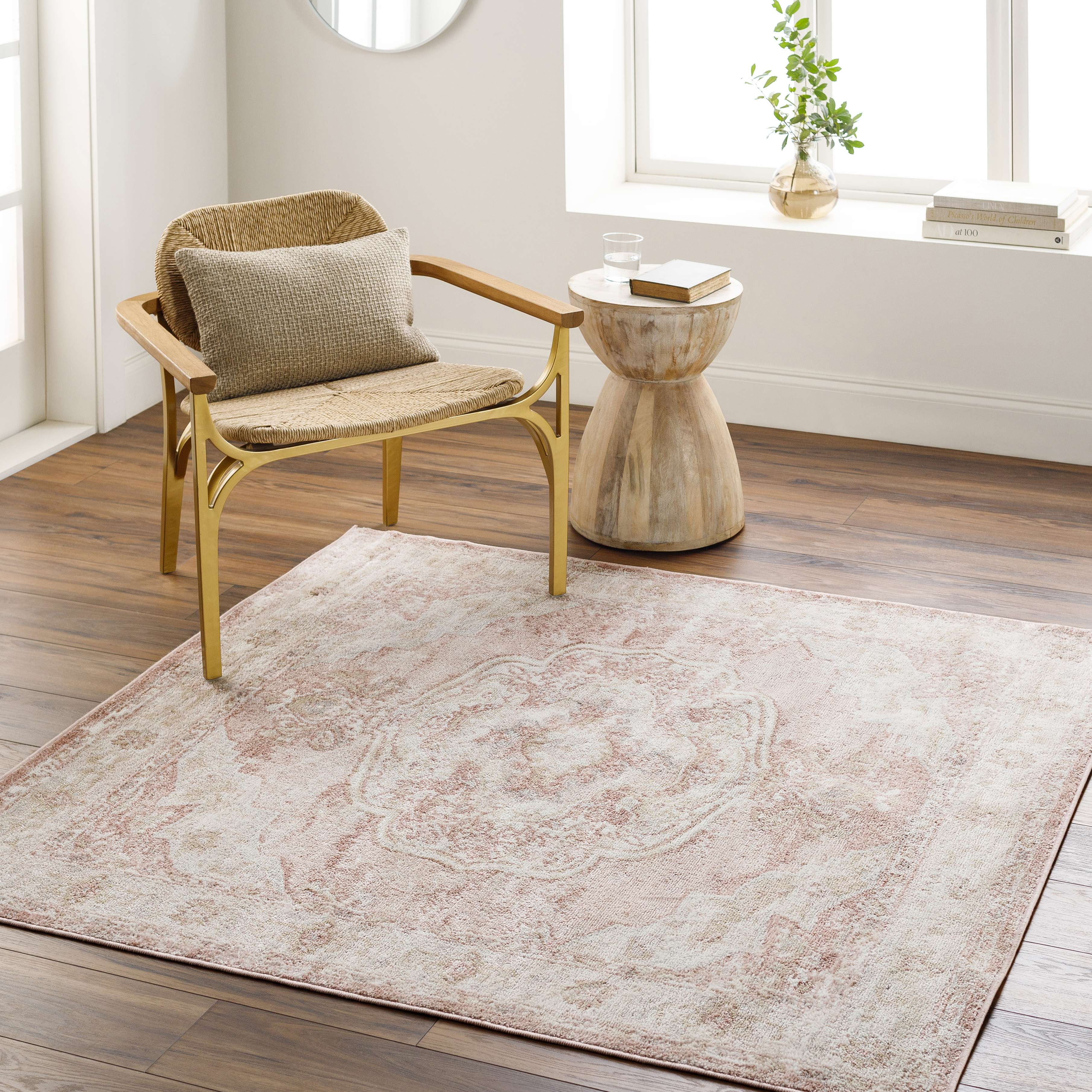 Mark&Day Area Rugs, 5x5 Bethlehem Traditional White Square Area Rug ...