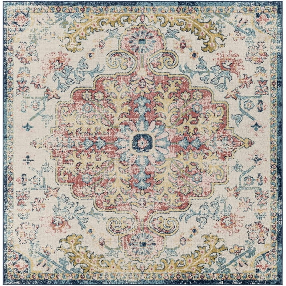 Mark&Day Area Rugs, 5x5 Gimel Traditional Sky Blue Garnet Square Area Rug (5'3" Square)