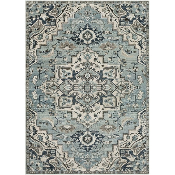 Mark&Day Area Rugs, 5x7 Acerra Traditional Navy Area Rug, Grey Blue Oatmeal Carpet for Living Room, Bedroom or Kitchen (5'1" x 7'5")