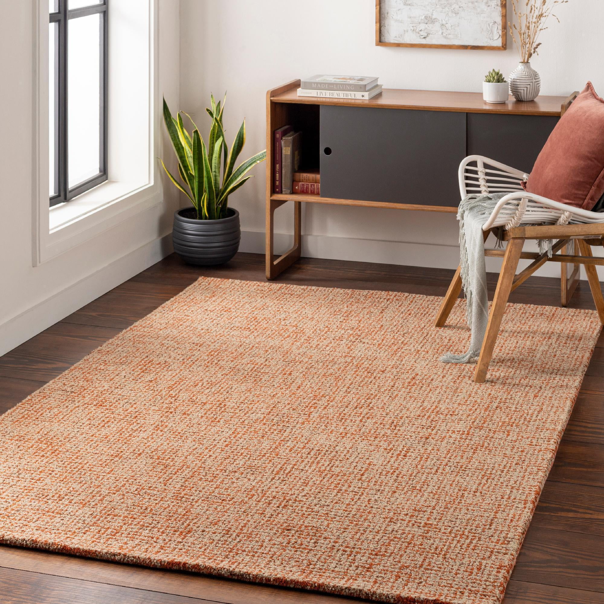 Mark&Day Wool Area Rugs, 5x7 Ancona Modern Burnt Orange Area Rug (5' x