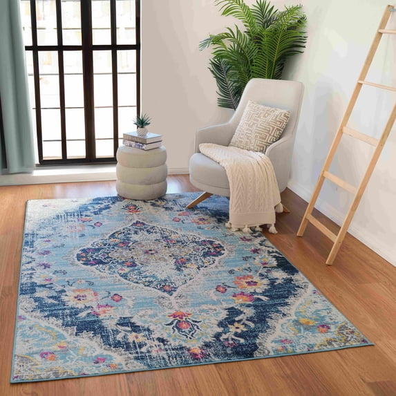 Mark&Day Area Rugs, 5x7 Brongerga Traditional Blue Area Rug, Blue Beige Grey Carpet for Living Room, Bedroom or Kitchen (5'3" x 7'1")