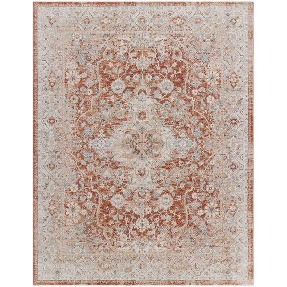 Mark&Day Area Rugs, 5x7 Cha Traditional Beige/Rust Area Rug, Blue Beige Cream Carpet for Living Room, Bedroom or Kitchen (5' x 7'5")