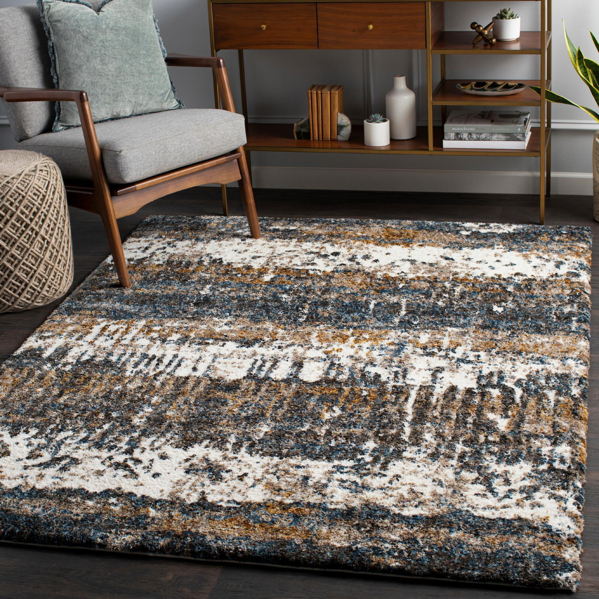 Mark&Day Area Rugs, 5x7 Drunen Modern Shag Charcoal Area Rug, Light ...