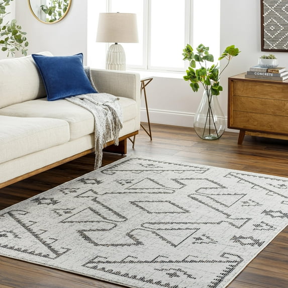 Mark&Day Area Rugs, 5x7 East Lucas Global Beige Area Rug, Black Beige Carpet for Living Room, Bedroom or Kitchen (5'3" x 7')