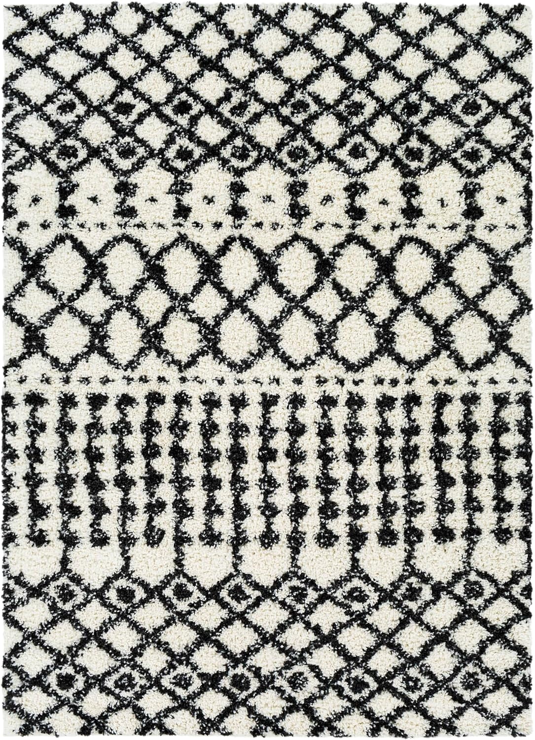 Mark&Day Area Rugs, 5x7 Giessen Global Shag Black Area Rug, Black White — free download
