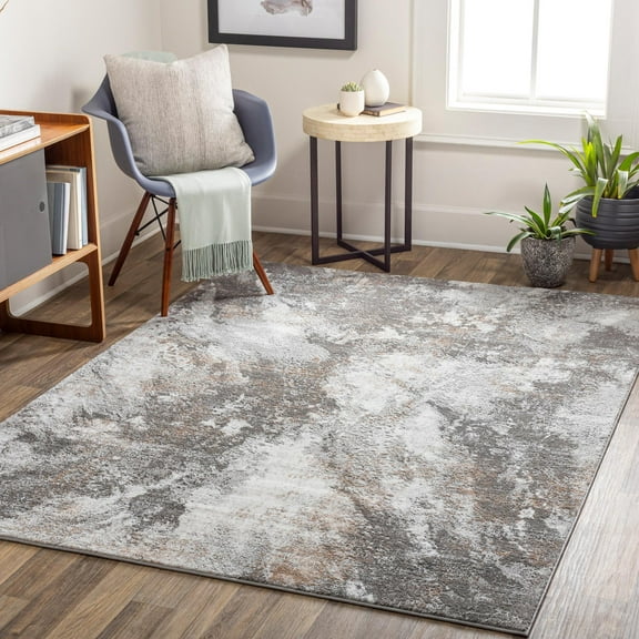 Mark&Day Area Rugs, 5x7 Guthrie Center Modern Abstract Marble Light Gray Area Rug, Grey Beige Brown Marble Swirl Carpet for Living Room, Bedroom or Kitchen (5'3" x 7')