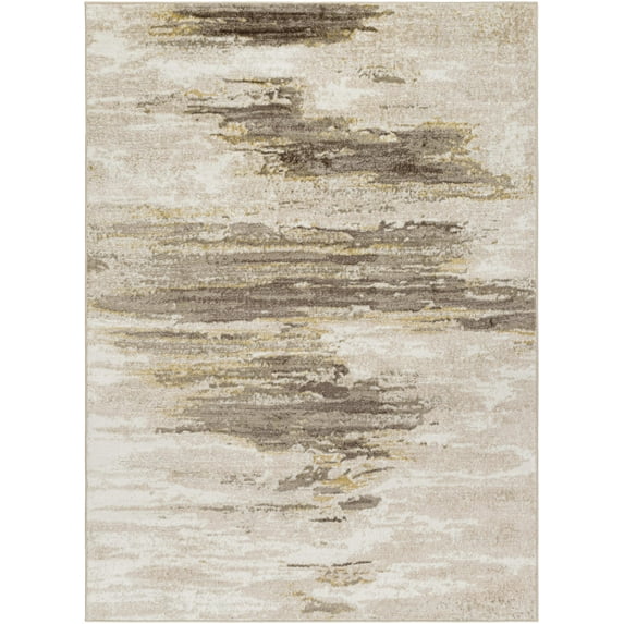 Mark&Day Area Rugs, 5x7 Hila Modern Abstract Marble Dark Brown/Off-White Area Rug, Brown Off-White Yellow Marble Swirl Carpet for Living Room, Bedroom or Kitchen (5'3" x 7')
