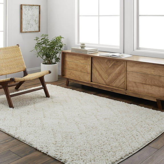 Mark&Day Area Rugs, 5x7 Jalon Modern Shag Off-White Area Rug, White Carpet for Living Room, Bedroom or Kitchen (5'3" x 7')