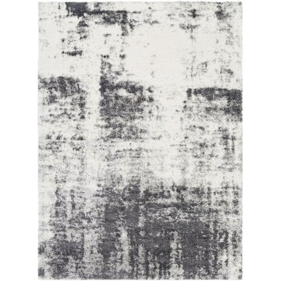 Mark&Day Area Rugs, 5x7 Jisp Modern Shag Charcoal Area Rug, White Beige Black Carpet for Living Room, Bedroom or Kitchen (5'3" x 7'3")