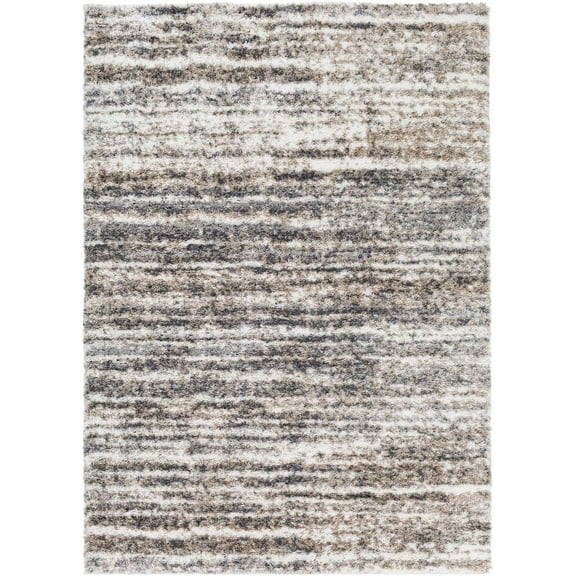 Mark&Day Area Rugs, 5x7 Kabel Modern Shag Charcoal Area Rug, White Beige Black Carpet for Living Room, Bedroom or Kitchen (5'3" x 7'3")