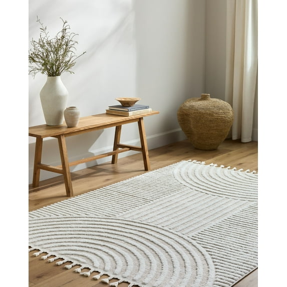 Mark&Day Area Rugs, 5x7 Kyra Modern Light Beige Area Rug, Cream Light Beige Carpet for Living Room, Bedroom or Kitchen (5'3" x 7')
