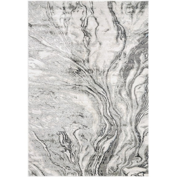 Mark&Day Area Rugs, 5x7 Leiah Modern Abstract Marble Beige Area Rug, Ivory Cream Grey Marble Swirl Carpet for Living Room, Bedroom or Kitchen (5'3" x 7')